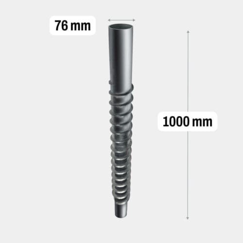 Schroefpaal verlengstuk met schroefdraad HDG_76x1000x3.5_1