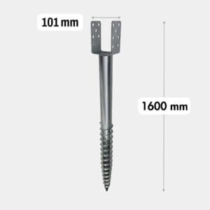Sraigtinis polius U 76x101x1600mm, M18 Sraigtinis polius U 76x101x1600mm, M18